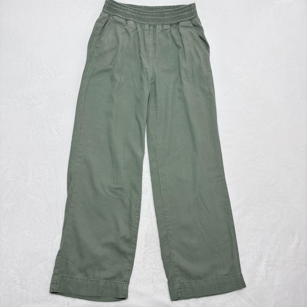 Briggs Sage Green Linen Blend Wide Leg Pants Small Coastal Cowgirl Boho Casual